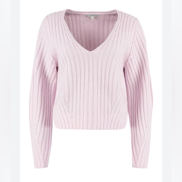 Vince Sweaters - Vince cropped pink wool and cashmere V-Neck Sweater